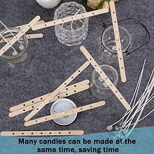 Дрвени држачи за држачи на свеќи од 100 парчиња уреди за центрирање на фитили, свеќи за држачи за правење свеќи…