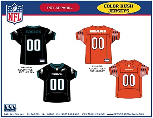 NFL Chicago Bears Color Rush Dog Jersey, Големина: Мала. Боја Руш Jerseyерси, кул и спортска кошула за кучиња, најдобар костум
