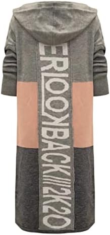 Longенски долги кардигански палта со буква печати бучен атлетизбур отворен предниот дел од џемпер јакна со џемпер со џебови со џебови