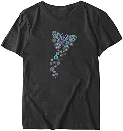 Симпатични маички за тинејџерски девојки со кратки ракави блуза Основна летна туника Врвна женска гроздобер графички графички маици