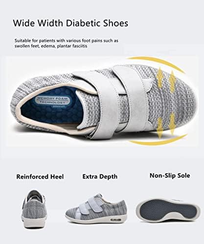 ZGDG машки дијабетични едеми чевли широка ширина чевли за одење со прилагодлива лесна патика за затворање што не се лизгаат за