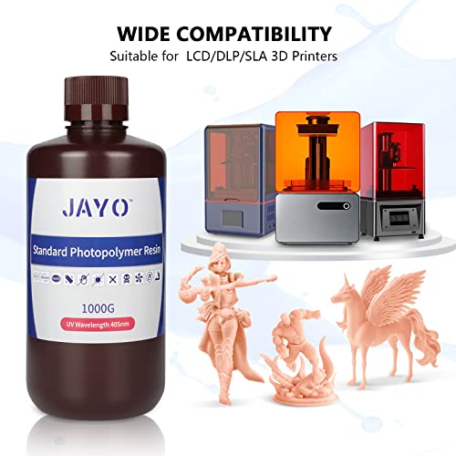 Фотополимер смола Jayo 3D печатач, стандардна смола за лекување на светло 405NM, погодна за 2K 4K 6K 8K LCD 3D печатачи, беж 1000g