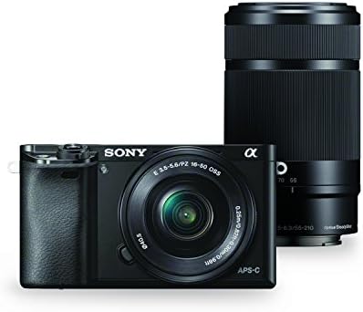 Сони Алфа а6000 Црна Заменлива Камера За Леќи со Леќи од 16-50мм и 55-210мм Сони Е-Монтирање-Меѓународна Верзија