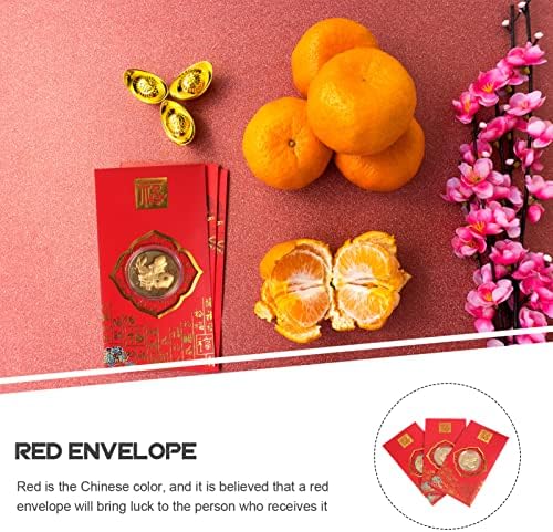 Амосфун Свадба Фаворизира 6 парчиња Нова Година Црвени Пликови Кинески Хороскопски Зајак Монета Црвен Пакет Хонгбао Црвена Чанта
