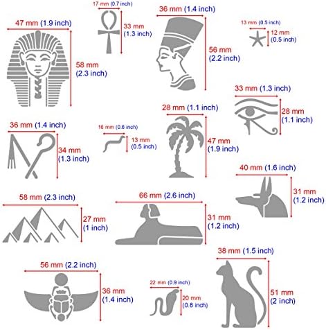 Алекс Мелник 31 Египетски метал весник Стилцил, хиероглифички матрица за египетски слики, египетски исечоци, челичен образец, горење