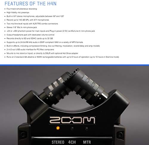 Zoom H4N PRO 4-INPUT/4-TRACK Преносен рекордер со капсула X/Y MIC + 2x ZOOM ZDM-1 MIC + 2X Слушалки + 2x ветрови за ветробрани + кабли + 2x таблети штанд + крпа-пакет за подкастинг за 2