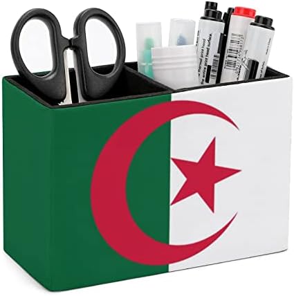 Знаме на Алжир Пу Кожени држачи за моливи со молив, мултифункционално пенкало, контејнер, образец на биро за канцеларија за канцелариски
