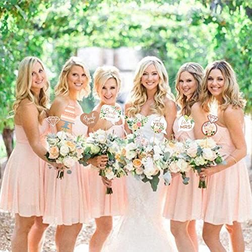 Еркадио 32 пакет невеста за да биде свадба фото штанд розово злато реквизити свадба селфи реквизити девојки ноќни фотографии