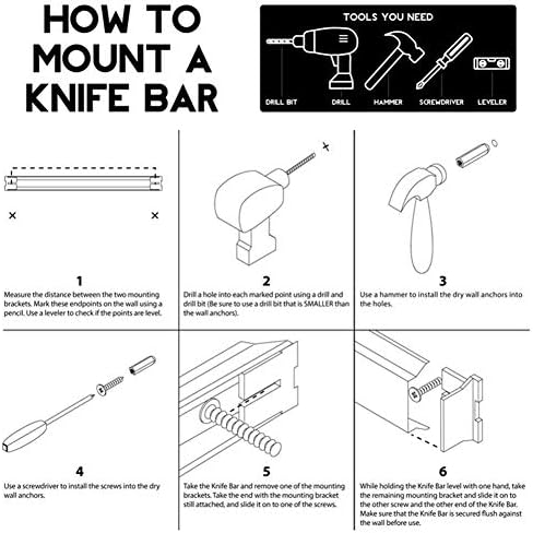 Менг Магнетни Нож Држач Магнетни Нож Решетката За Складирање Лента Кујна Ножеви Држач Бар За Ножеви Складирање Готвење Додатоци, 12 инчи