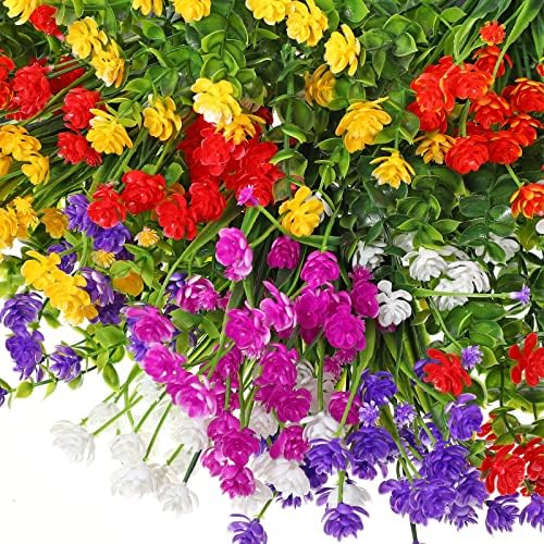 ВИЛБОНД 12 Снопови Вештачко Цвеќе На Отворено, Вештачки Вештачки Растенија Отпорни НА УВ Грмушки Пластичен Цвет Рефус За Виси Жардиниер