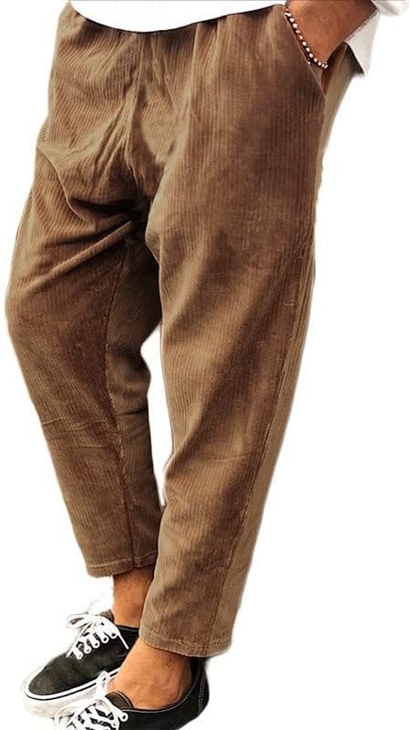 Заспан на чанти од Миашуи Нова машка кордора лабава цврста обична еластична лента за еластична лента директно исечени панталони голема пена