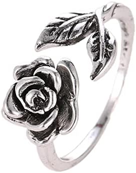 Пакет на прстени сребрена боја лист роза златна боја роза цветна свадба ангажман отворен прстен за жени без заби прстени