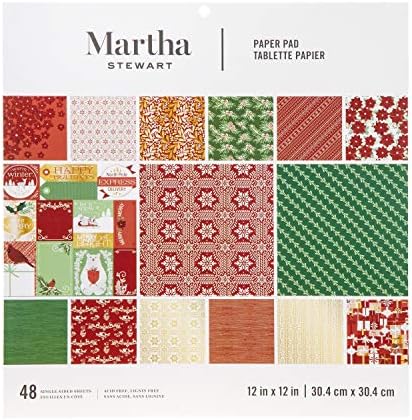 Партија за хартија Марта Стјуарт-црвена/бела/зеленило 6x6 хартија, 6 x 6 инчи, повеќебојни