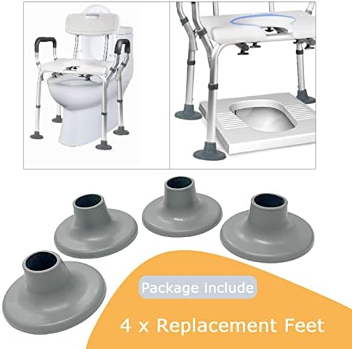 Безбедност за замена на стапалата за тоалети - столици за туширање и преносна клупа против лизгање на капа за стари лица, сиви, 4 парчиња