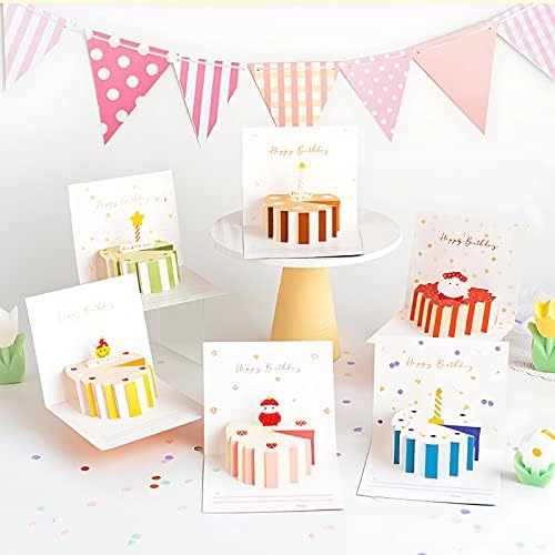 Feelfine 6 роденденски картички, Поп -до роденденски картички за жени и деца, 3Д избрани роденденски картички со пликови 5x6 во