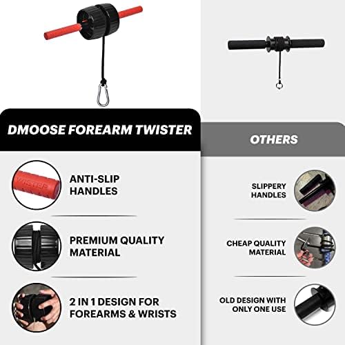 Вежбач за подлактица на подлактицата DMOOSE - Зајакнување на рачни рачки, зглобот и подлактицата - Трајни рачки за зафаќање на PVC анти -лизгање и механизам за брзо заклу