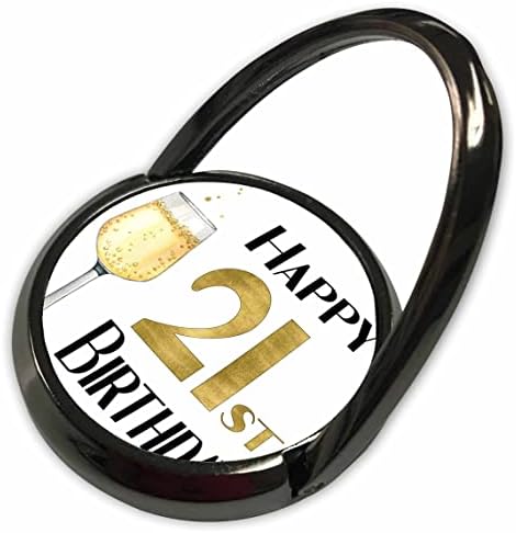 3drose Среќен 21 -ви роденден на слика од злато со шампањ - телефонски прстени