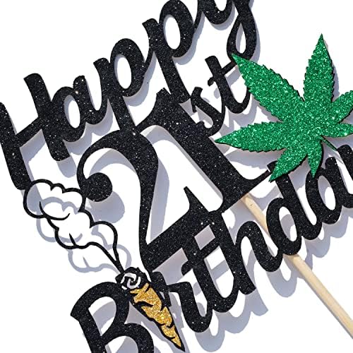 Црн сјај Допир Среќен 21 -ви роденденски торта за торта, имај роденден на допир/21 & f*cking dope, украси со тематска забава на 21 -та