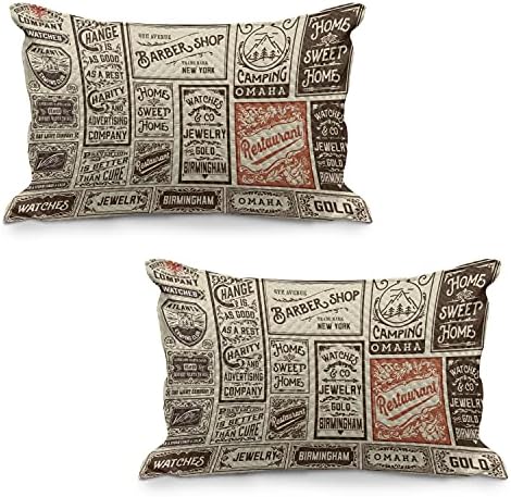 Амбисон Антички ватирана перница, состав на стари реклами дизајни во весници носталгија илустрација, стандарден наслов на перница со големина