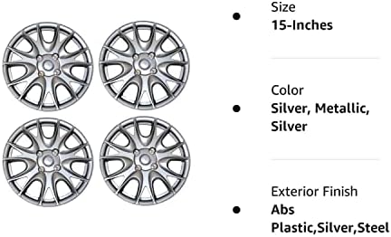 TuningPros WC3-15-3533-S-Пакет од 4 Hubcaps-15-инчи стил на металик сребро тркала метални сребрени тркала за центри
