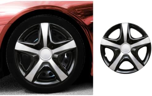 Од 16 инчи на Hubcaps компатибилен со Lexus - сет од 4 капаци на раб за тркала од 16 инчи - црна и сива боја