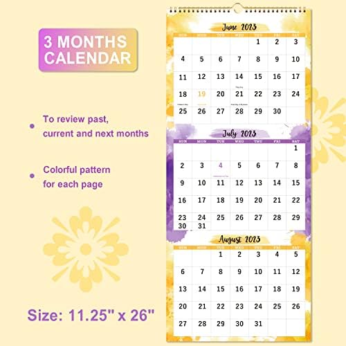 Календар 2023-2024 - 3 Месечен Ѕиден Календар 2023-2024 Дисплеј, Мај 2023 - јуни 2024 година, 11 х 26, Вертикален Календар