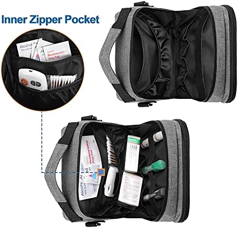 Curmio Insulin Cooler Travel Case, торба за снабдување со дијабетес со лента за рамо за инсулин пенкало, мерач на гликоза и материјали за дијабетичари, сива боја