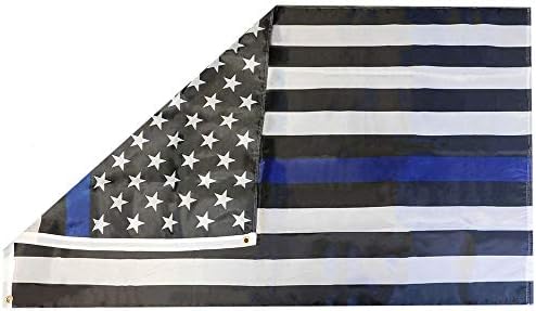 Американска Трговија На Големо Суперстор Сад Меморијална Тенка Сина Линија Полиција 150д Ткаени Поли Најлон 5х8 5 ' х8 ' Знаме Банер