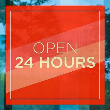 CGSignLab | „Отворете 24 часа -модерна дијагонала“ чист прозорец залепење | 12 x12