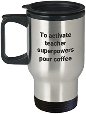 Клугла за патувања на наставници - Смешна термичка изолирана дамка Суперсила кафе кригла подарок за ESE AG CCD ASL EL ELA PE SPED