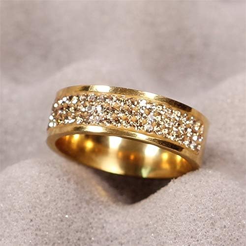 Koleso rose gold познат бренд циркон прстен 8мм половина круг три редови кристал 316L прстени за прсти за жени-68928