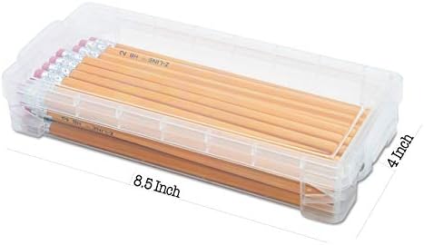 Кутија за моливи, Организатор на организатор за снабдување со стабилно училиште - за моливи, пенкала, креда - 8,5 Ширина x 4 - Длабочина - Јасна - 4 пакет