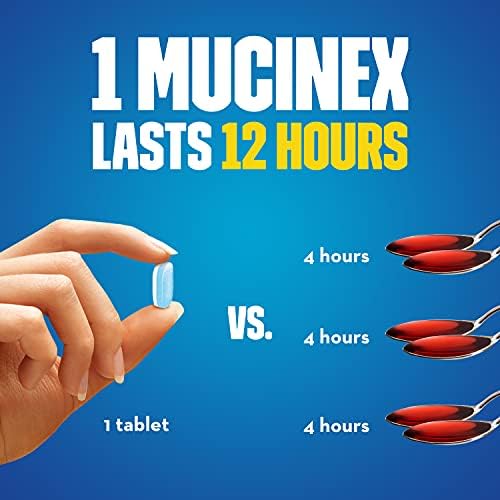Муцинекс 12 Часовни Таблети Со Продолжено Ослободување-Гуаифенезин Го Ублажува Застојот Во Градите Предизвикан Од Вишок Слуз, 100 Брои