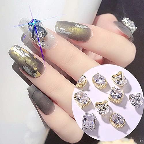 Јапонски луксузен нокти уметност Rhinestone Супер Флеш нокти уметнички накит Loveубов срце капка форма на нокти уметнички декорација -