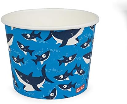 Мило мило за еднократна употреба чаши за закуска во дизајн на ајкули | Закуски чаши за хартија за деца | 12 мл хартиена чинија со микробранови