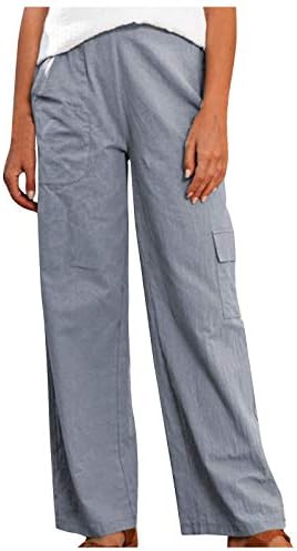 Miashui жени обични панталони со големина 14 панталони со комбинезони со долги жени со повеќе џебови панталони за жени случајно лето