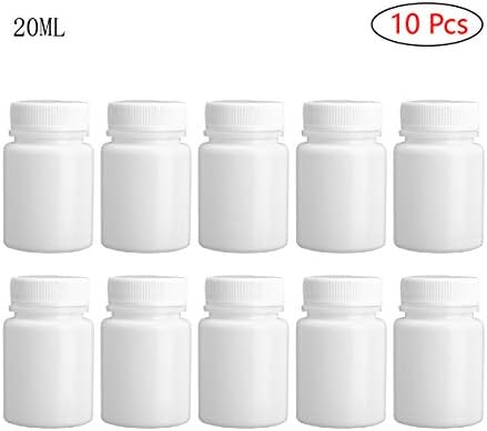 Yizyif 10 парчиња Празни пластични цврсти шишиња во прав, медицински пилули со ампули, капсула, таблета за складирање на таблети, за хемиски примерок бел 50 мл