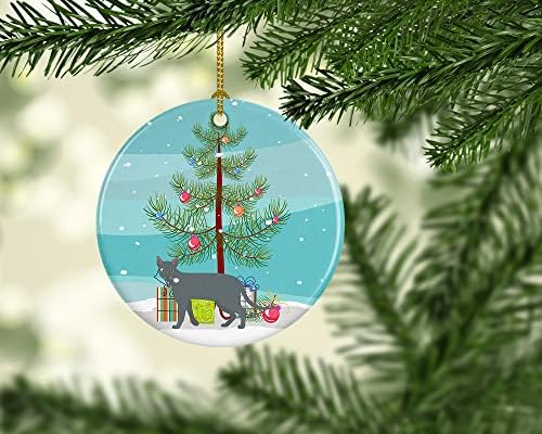 Богатства на Каролина CK4689CO1 RAAS CAT MARRY CHINGLE CERAMIC ORNAMENT, украси за новогодишни елки, висечки украс за Божиќ, празник, забава,