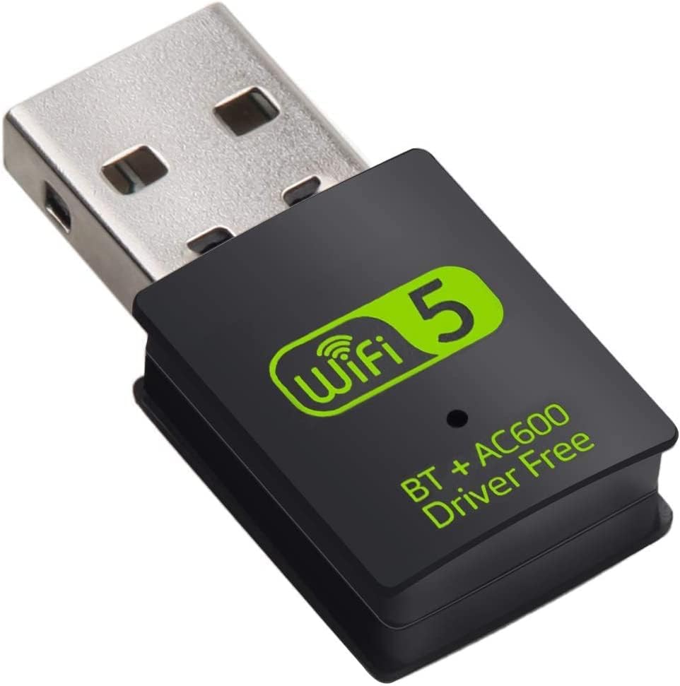 USB WiFi Bluetooth адаптер, 600Mbps двоен опсег 2.4/5GHz Надворешен приемник на безжична мрежа, Mini WiFi Dongle за компјутер/лаптоп/работна површина