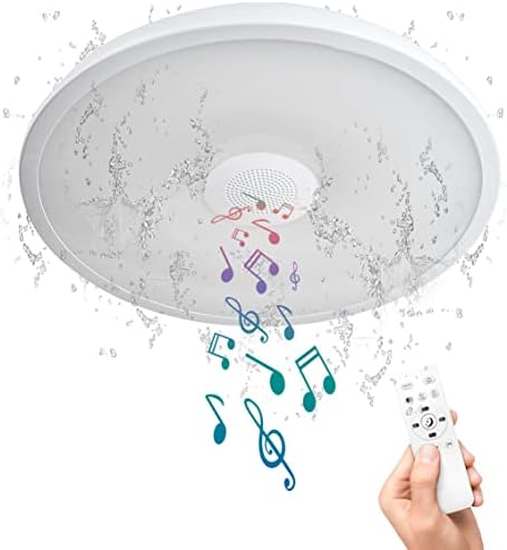ASALL Паметна Водоотпорна Таванска СВЕТЛИНА LED Музичка Таванска Светилка, Со Bluetooth Звучник,11nch 18W, 2700k-6500K Затемнета RGB Светлина