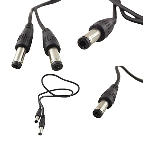 Plug Plug Gurnfu 2PCS DC 5,5 mm x 2,5 mm машки приклучок до 5,5 x 2,1 mm машки адаптер конектор кабел кабел 60см 18awg за LED лента, камера за надзор, безбедносна камера за CCTV, LED дисплеј, IP -каме?
