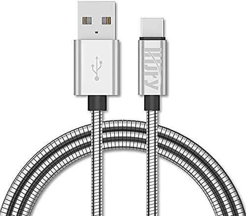 LHJRY USB Type C кабел, [6,6ft 2 пакет] Метал Неразлибилно доказ за џвакање 3A Брзо полнење, кабел за полнач, за Samsung Galaxy Note 20 10