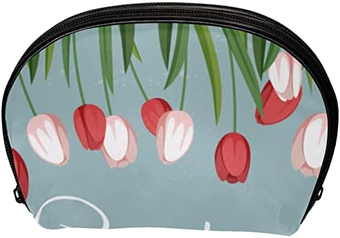 Мала Торба За Шминка, Патент Торбичка Патување Козметички Организатор За Жени и Девојки, Здраво Пролет Цвет Остави Цветни Лале