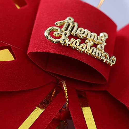 Декорација на новогодишна Елка Црвена Голема Машна Вратоврска 13 см Со Приврзок За Ѕвонче Големи Украсни Јајца