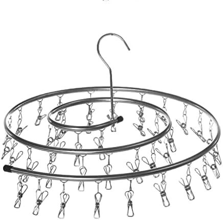 ЖИХ Нерѓосувачки Челик Решетка За Сушење Алишта Со Клипови Штипки За Облека Спирална Закачалка За Облека За Сушење Чорапи