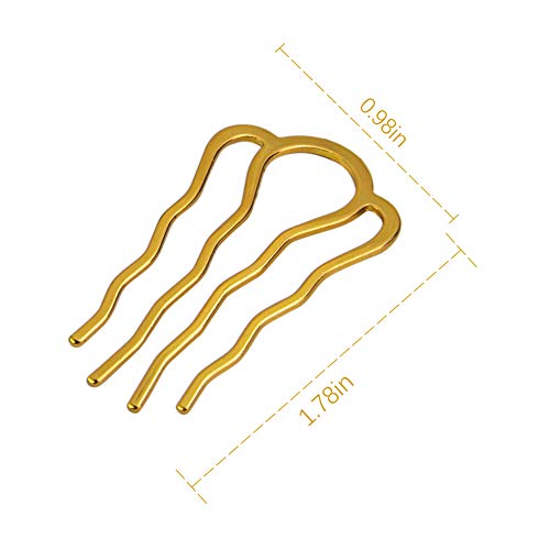 Auear, 20 пакувани метални златни коса чешлаат иглички 4 заби чешлаат додатоци за коса за женски девојки декоративни