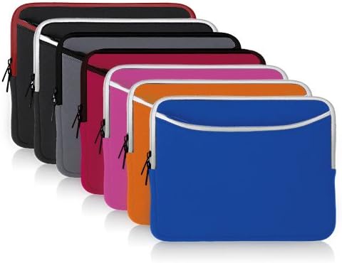 Boxwave Case for Google Pixel C - мекото количество со џеб, мека торбичка неопрена покривка на патент џеб за Google Pixel C - Jet Black со црвена трим