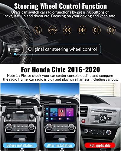 Автомобил Стерео Радио За Honda Civic 2017 2018 2019 2020 Gps Навигација Главата Единица, Андроид 11 Стерео Безжичен Apple CarPlay Auto 9 Инчен Екран На Допир Bluetooth WiFi HiFi fm + Резервна Камера