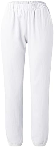 Miashui женски карго панталони со џебови жени цврсти панталони обични баги еластични половини широки панталони за нозе, пантолони за жени