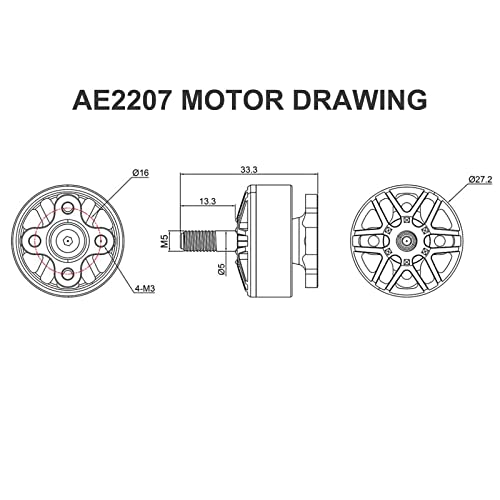 Оскари летаат BST со лежиште AE2207 2207 1960KV FPV Racing Drone Motors 6s без четка за слободен стил